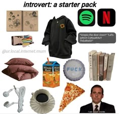 Back To School Starter Pack, Introvert Starter Pack, Alesia Core, Niche Meme Mood Boards, Aesthetic Starter Kit, Starterpack Aesthetic, Introvert Outfits, Aesthetic Starter Pack