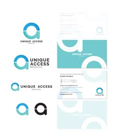 the unique access logo and business cards are designed to look like they have been placed on top of each other