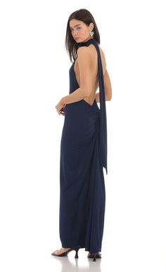 One Shoulder Scarf Strap Maxi Dress in Navy Shoulder Scarf, Upf Clothing, Maxi Bodycon Dress, Strap Maxi Dress, Casual Day Dresses, Ruched Bodycon Dress, Straight Dress, Junior Bridesmaid Dresses, Date Night Dresses