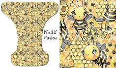 bees and honeycombs on yellow background with the same pattern as shown in this image