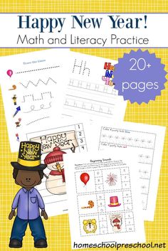 the happy new year math and library practice book for kids with pictures of children's activities