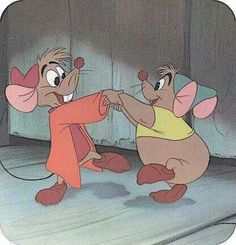 two cartoon mouses playing with each other