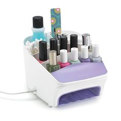 Nail Station Creating an at-home manicure has never been easier. The Nail Station is the 3-in-1 dryer, light and storage solution for creating salon perfect nails at home. Add a couple of your favorite polishes and this makes a great gift! #nails #nailart #nailpolish #nailpolishstorage #beauty #giftideas #giftsforher Nail Tech Station, Nail Tech Station At Home, Organized Bathroom, Nail Station, Nail Polish Storage, Baddie Tips, Cosmetic Sets, Nail Dryer, Nail Art Kit