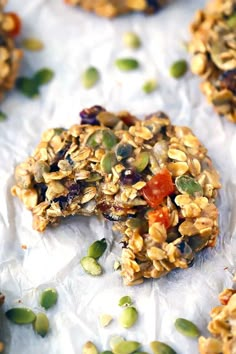 an oatmeal cookie with raisins and seeds