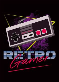 the retro gamer logo is shown with an old game controller on it's back