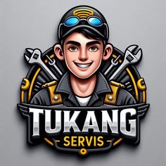 the logo for tukang serviss is shown in front of a gray background