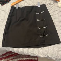 Adika Skirt New With Tags Size Xs Zipper Closure In The Back Saftey Pin, Safety Pin, Black Skirt, Womens Skirt, Zipper, Skirt, Tags, Outfit Inspo, Women Shopping