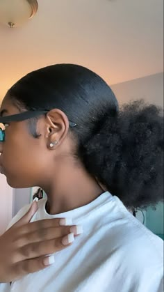 Slicked Back Ponytail Natural Hair, Slicked Back 4c Hair, Afro Slicked Back, Baddie 4c Hairstyles Short, Type 4 Slick Back, Poofy Hair Hairstyles Black, Slick Hairstyles Natural Hair 4c, 4c Hair In A Bun, How To Do A Slick Back Ponytail 4c Hair