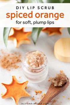 Learn how to make a DIY lip scrub for soft, plump lips! This simple homemade recipe is the best remedy for chapped winter lips. Enjoy the delicious spiced orange flavour while plumping, smoothing and moisturizing. Made with natural ingredients like coconut oil, sugar, and a dash of cinnamon for plumping. #lipscrub #alifeadjacent #sugarscrub Soft Plump Lips, Diy Lip Scrub, Lip Scrub Recipe, Winter Lips, Lip Scrub Homemade, Holiday Lip, Lip Scrub Diy, Diy Spices, Lip Balm Recipes