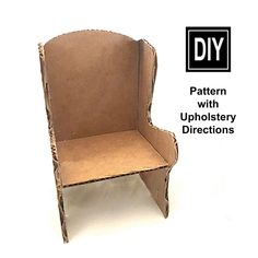 a chair made out of cardboard with the words pattern upholstery directions below it