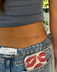 a woman's stomach with the words meand ever more written on it