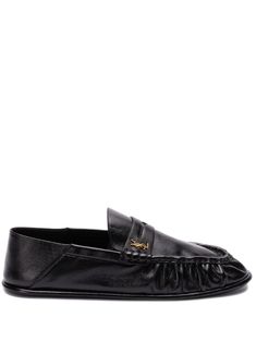 black lambskin smooth grain signature Cassandre logo plaque penny slot gathered detailing almond toe branded leather insole flat leather soleHeel 0,4 in / 1 cm Black Loafers, Leather Cap, Slipper Shoes, Penny Loafers, Leather Loafers, Mens Shoes Sneakers, Shoulder Handbags, Valentino Garavani, Loafer Shoes