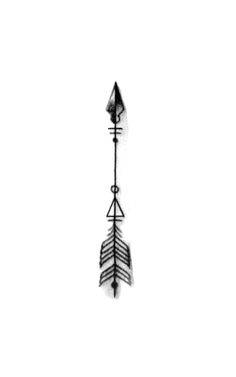 a black and white photo of an arrow on a pole with arrows in the middle