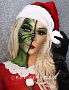 Makeup Ideas Simple, Holiday Makeup Christmas, Christmas Makeup Simple, Makeup Clown, Make Up Designs