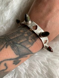 This Jasper stone studded bravelet is hand sawed, soldered onto an adjustable sterling silver cuff with spade see throughs. Stone Studs, Jasper Stone, Sterling Silver Cuff, Philadelphia Pa, Silver Cuff, Cuff Bracelets, Jewelry Bracelets, Handmade Items, Cuff