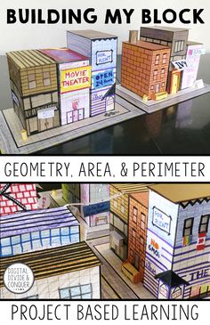 the front and back side of a paper model of a building with text reading, how to build my block