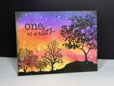 one day at a time card with trees