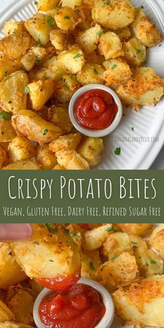 Crispy potatoes Crispy Potato Bites, Potatoes Healthy, Dairy Free Snacks, Gluten Free Sides, Gluten Free Potatoes