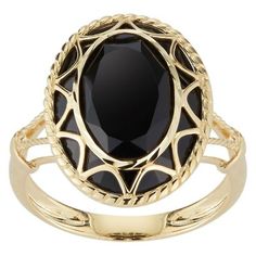 Oval Black Onyx Ring in 14K Yellow Gold Scroll Ring, Onyx Colour, Lapis Ring, Diamond Birthstone, Fine Jewelery, Gold Cocktail Ring, Gold Cocktail, Black Onyx Ring, Onyx Ring