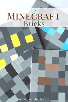 some paper plates that have been made to look like minecraft bricks