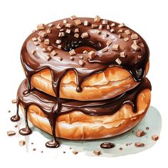 a large chocolate covered doughnut sitting on top of a table