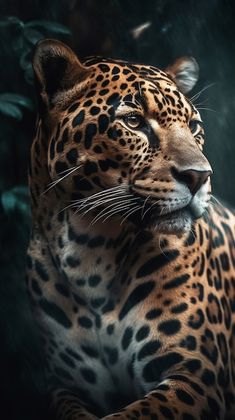 a close up of a leopard laying on the ground