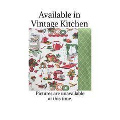 an advertisement for the vintage kitchen, featuring images of various appliances and utensils