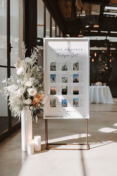 a table with flowers, candles and a sign that says like a journey through time