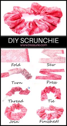 the instructions for how to make a diy scrunchie