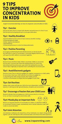 a yellow poster with instructions on how to improve concentration in children's playrooms