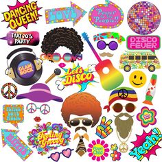 a bunch of stickers that are on top of a white surface with the words dancing queen