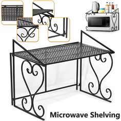 an image of microwave shelfs with different designs