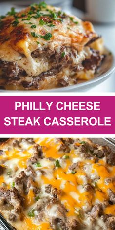 Cheese Steak Casserole, Philly Cheese Steak Casserole Recipe, Lunch Casserole, Steak Casserole, Philly Cheese Steak Casserole, Cheese Steak, Philly Cheese, Beef Casserole Recipes, Philly Cheesesteak