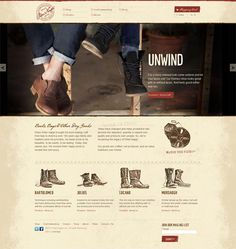 an image of a website page with boots on the front and bottom pages, including footwear