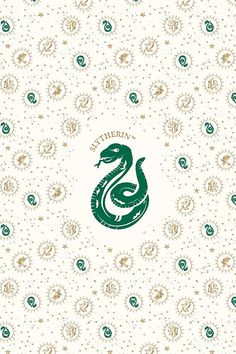 a green snake on a white background with stars and swirls in the background, there is