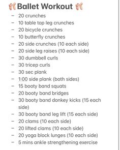 a workout plan with the words, ballet workouts for beginners to do on each side