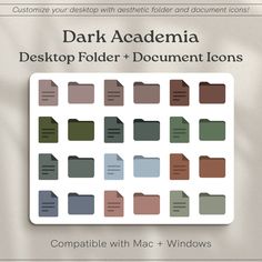 the dark academy desktop folder and document icons are displayed in this screenshoter image