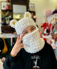 "Product Details; Teddy Bear Balaclava Beanie -Our mask is all hand knitted. This balaclava has 2 sizes ; for daily use  and for with helmet use.  All Designs are unisex We have offered 48 colors optioned. Please write the color code when you place order. -Free Shipping to Worldwide ✈️ -İt is completely hand knitted  -İt is knitted high quality  acrylic  yarn 🧶 -Some of our products are ready to ship and ship within 1-2 days. Some are made to order and will be ready to ship in 1-2 weeks at the latest. -You can customize pattern,color and size of our  all products as you wish. Please contact us via message for any all your requests.  SİZE AND FİT I made it according to the standard hat size but since it's crocheted flexible so it can fit more than one size.  If you have any further questio White Warm Beanie For Winter, White Warm Winter Beanie, Warm White Winter Beanie, Casual Acrylic Balaclava For Winter, Casual Winter Acrylic Balaclava, Acrylic Balaclava Beanie For Winter, Winter Acrylic Balaclava Beanie, Acrylic Winter Balaclava Beanie, White Knitted Winter Beanie