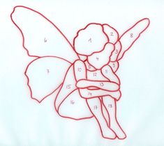 a drawing of a fairy sitting on top of a leaf with numbers in the background