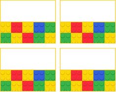 four different colored lego blocks arranged in squares