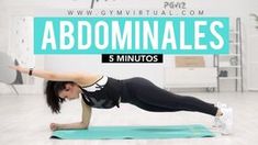 a woman doing an exercise on a yoga mat with the words abominales 5 minutos