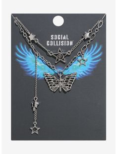 Social Collision Butterfly Swirl Star Layered Necklace | Hot Topic