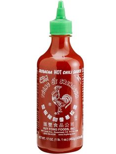 a bottle of hot chili sauce on a pink background