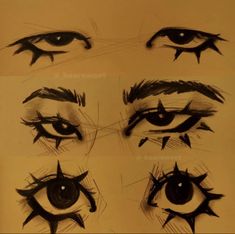 the eyes are drawn with black ink