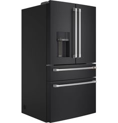 a black refrigerator freezer with two drawers