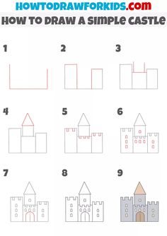 how to draw a castle step by step instructions for kids and beginners with pictures