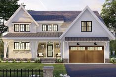 this is an artist's rendering of the farmhouse style house plans for your home