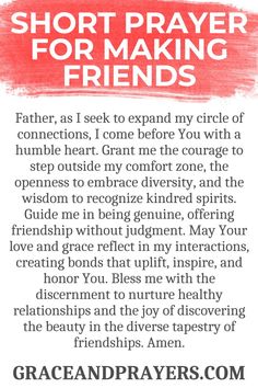 a poem from grace and prayer that says, short prayer for making friends