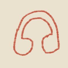 a drawing of a pair of headphones on a beige background with red crayons