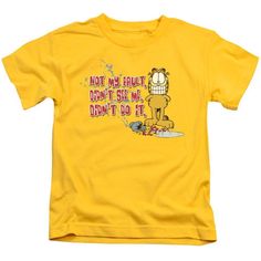 a yellow t - shirt with a cartoon character on it